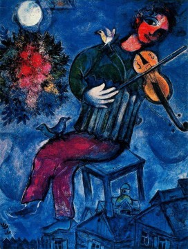 青いバイオリン弾き 現代のマルク・シャガール Oil Paintings